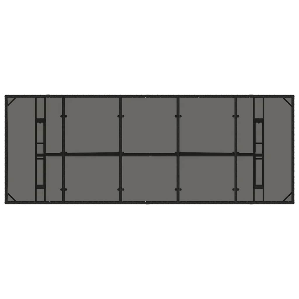 Gartentisch mit Glasplatte Schwarz 240x90x75 cm Poly Rattan