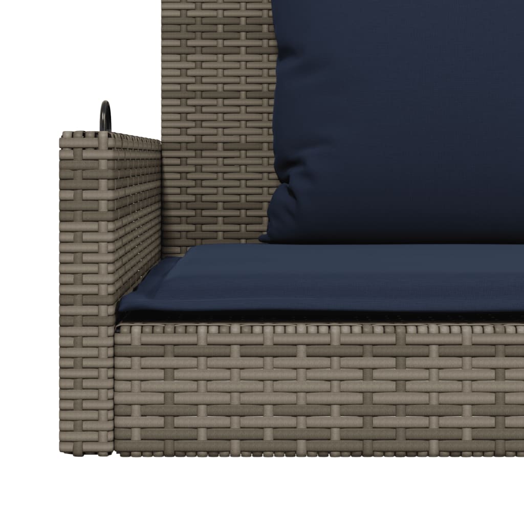 Schaukelbank mit Kissen Grau 119x56x48 cm Poly Rattan