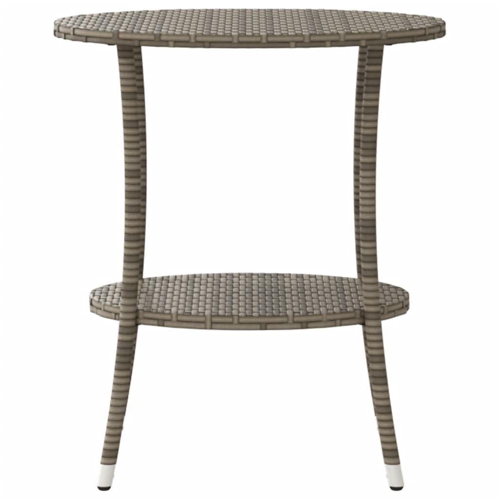 Gartenstühle Verstellbar 2 Stk. mit Tisch Grau Poly Rattan