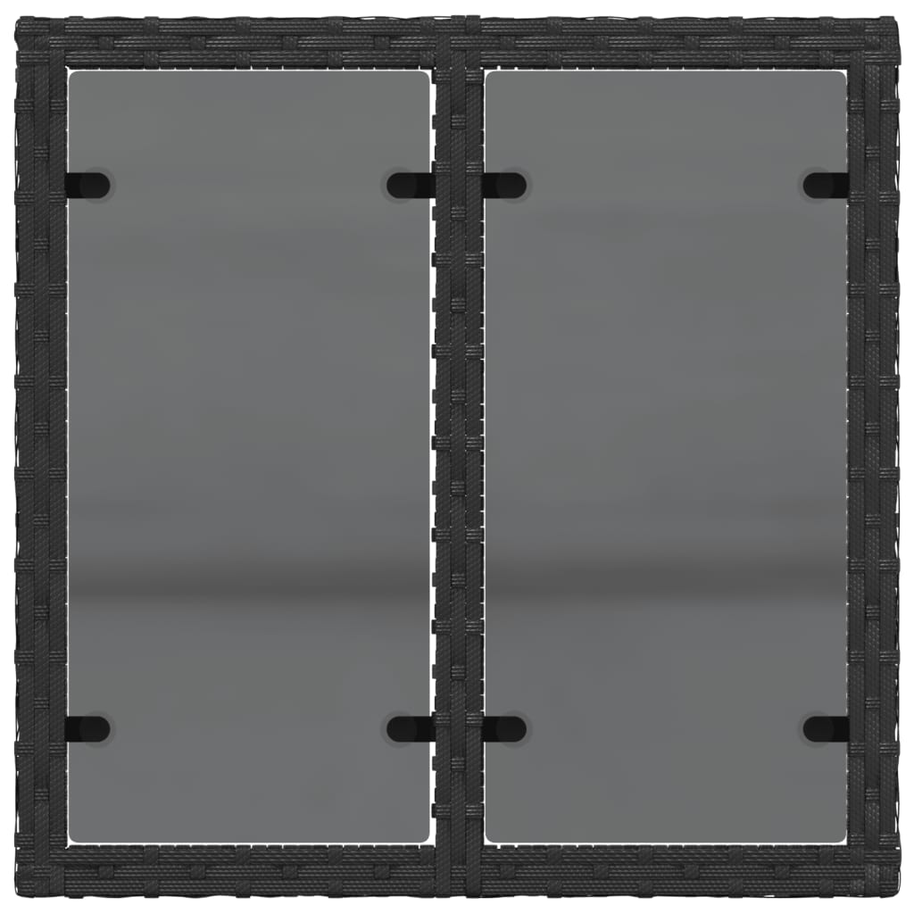 Gartentisch mit Glasplatte Schwarz 55 x 55 x 37 cm Poly Rattan