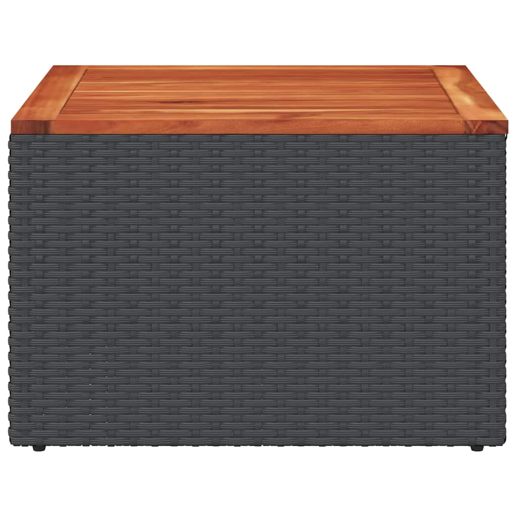 Gartentisch Schwarz 55 x 55 x 37 cm Poly Rattan und Akazienholz