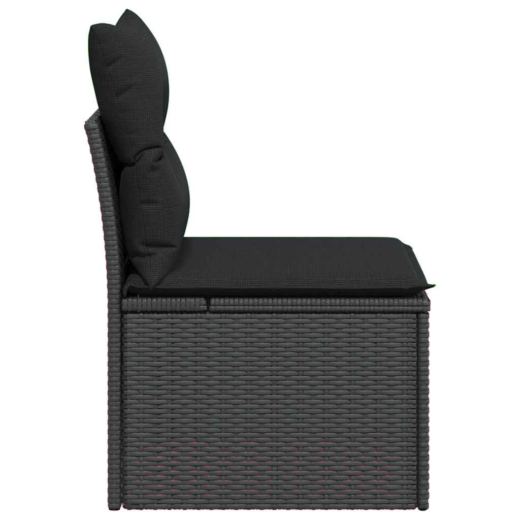 Gartenstuhl ohne Armlehnen mit Kissen Schwarz Poly Rattan