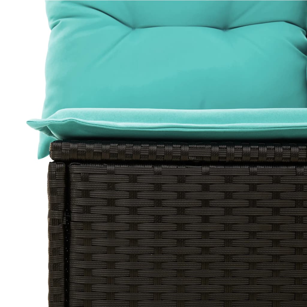 Gartensofa mit Kissen 4-Sitzer Schwarz Poly Rattan