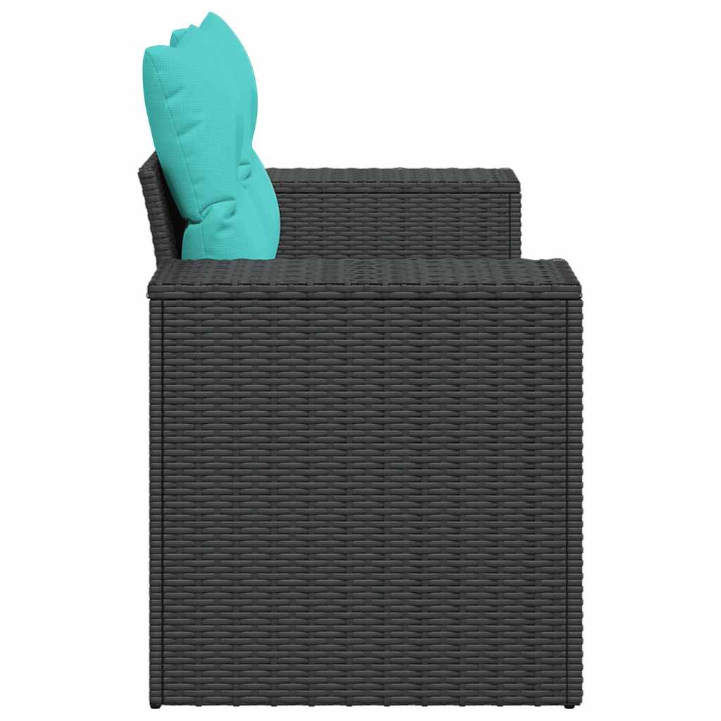 Gartensofa mit Kissen 2-Sitzer Schwarz Poly Rattan