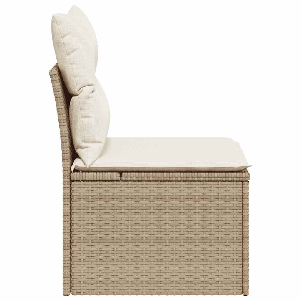 Gartensessel ohne Armlehnen mit Kissen Beige Poly Rattan
