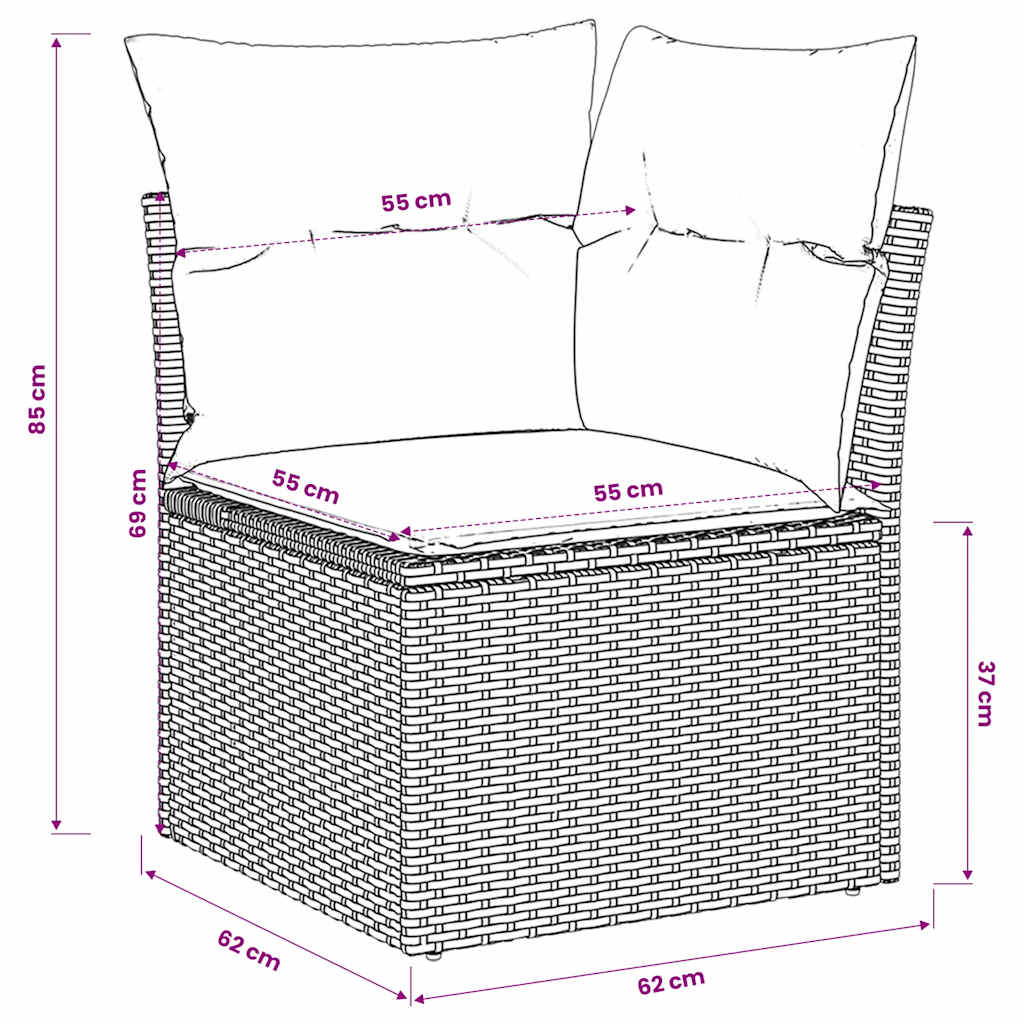 Garten-Ecksofa mit Kissen Beige Poly Rattan