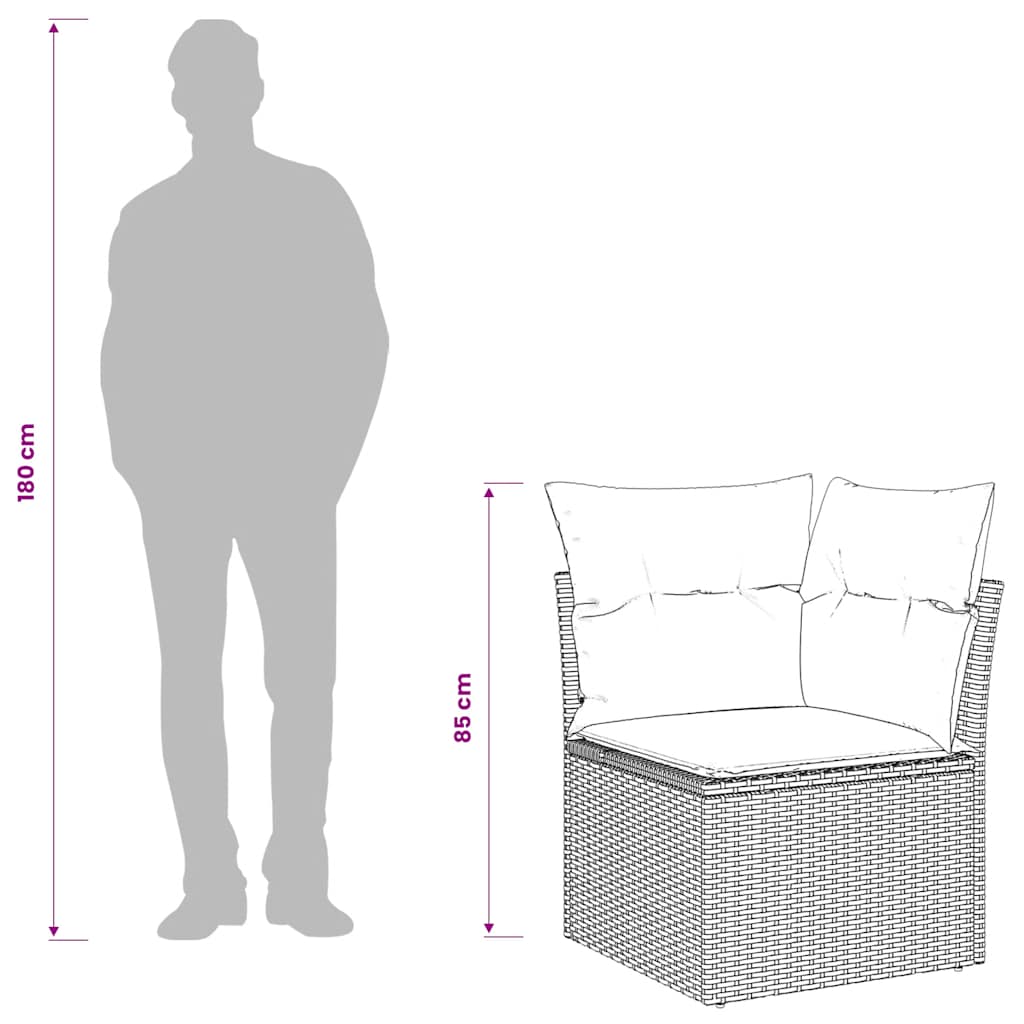 Garten-Ecksofa mit Kissen Beige Poly Rattan