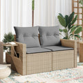 Gartensofa mit Kissen 2-Sitzer Beige Poly Rattan