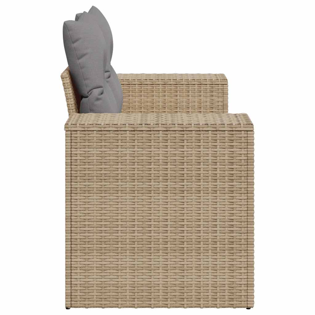 Gartensofa mit Kissen 2-Sitzer Beige Poly Rattan
