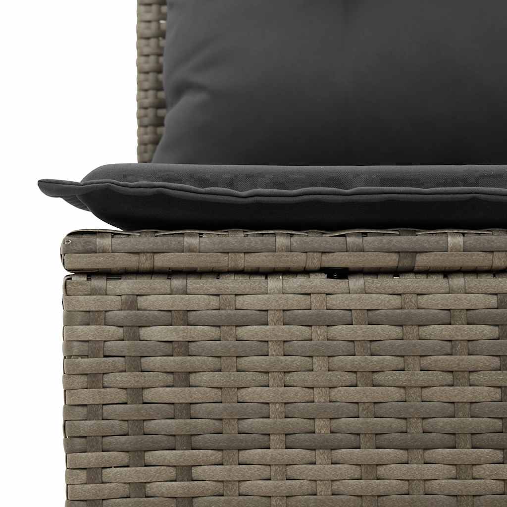 Gartensofa 2-Sitzer mit Kissen Grau Poly Rattan