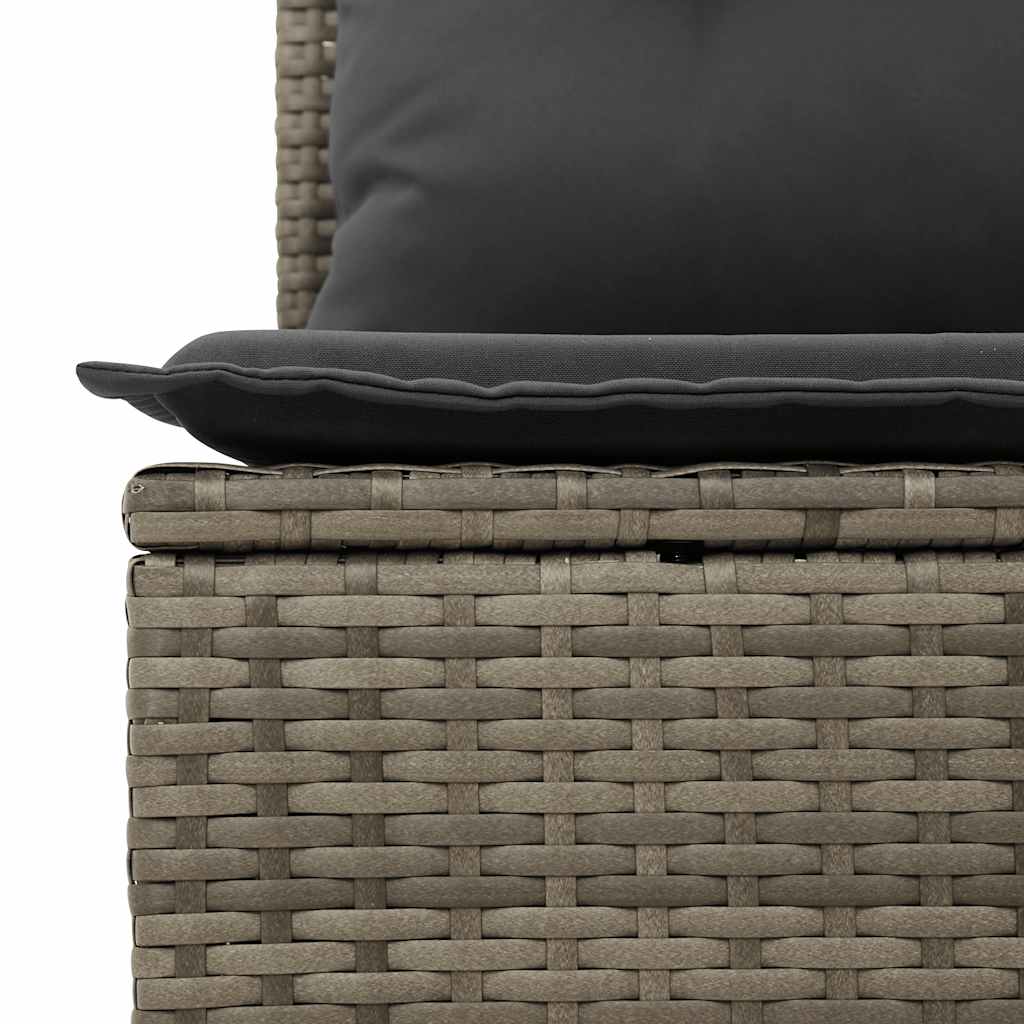 Gartensessel ohne Armlehnen mit Kissen Grau Poly Rattan