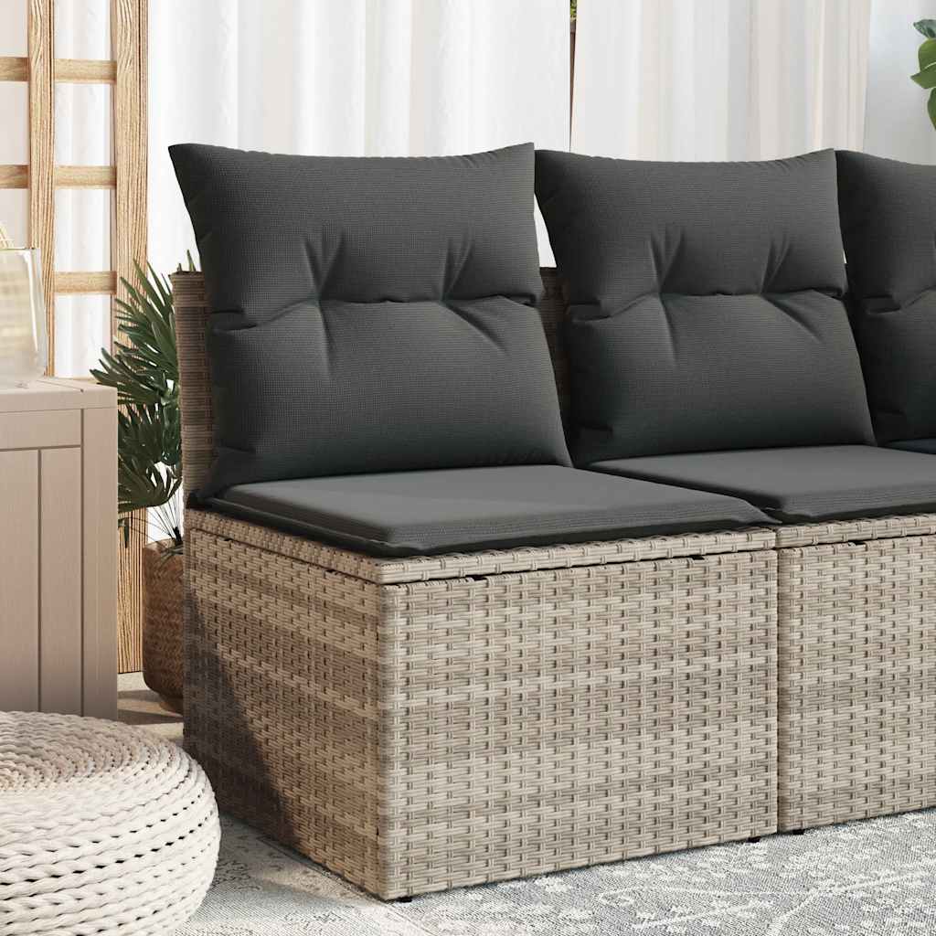 Gartensofa ohne Armlehnen mit Kissen Hellgrau Poly Rattan