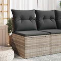 Gartensessel ohne Armlehnen mit Kissen Hellgrau Poly Rattan