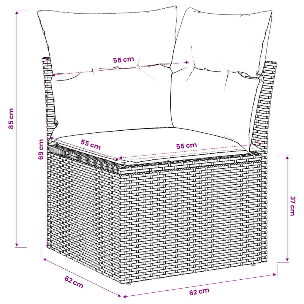 Garten-Ecksofa mit Kissen Braun Poly Rattan