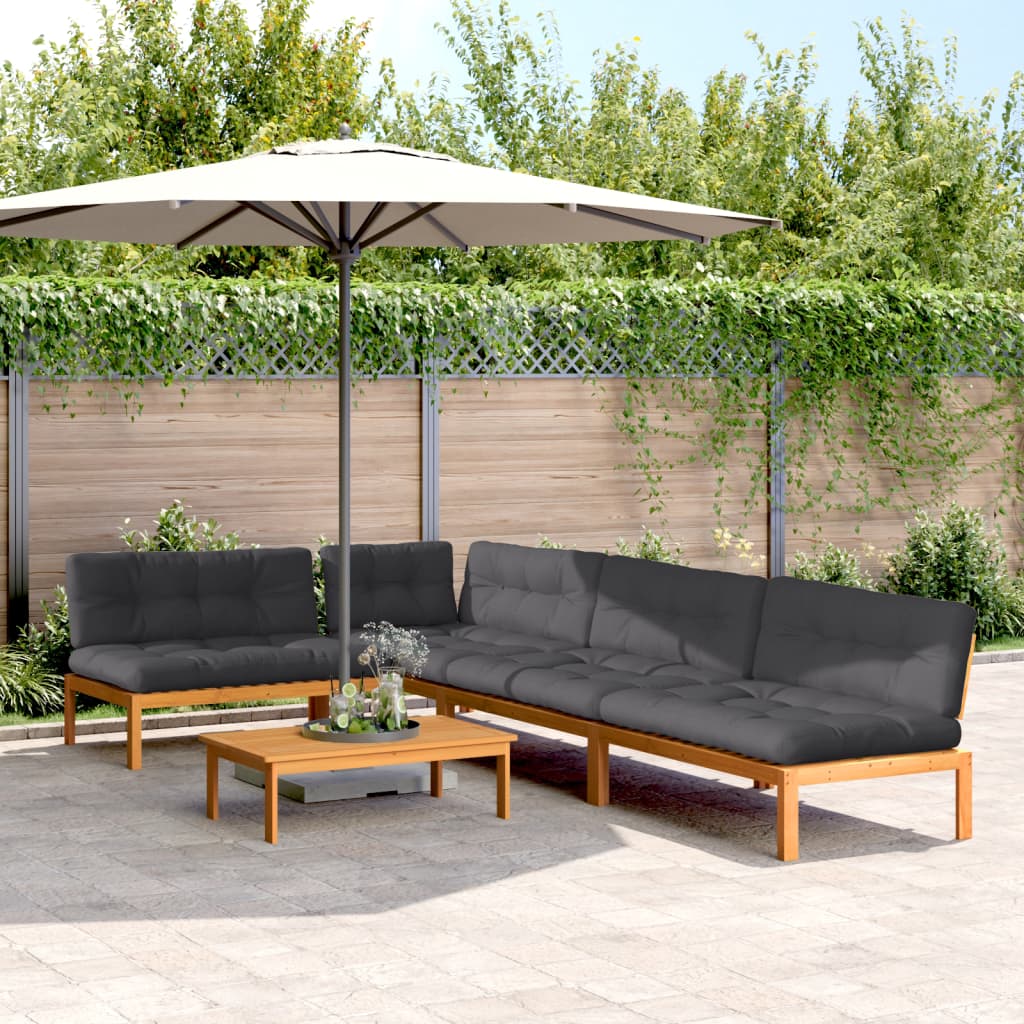 5-tlg. Garten-Sofagarnitur aus Paletten mit Kissen Akazienholz