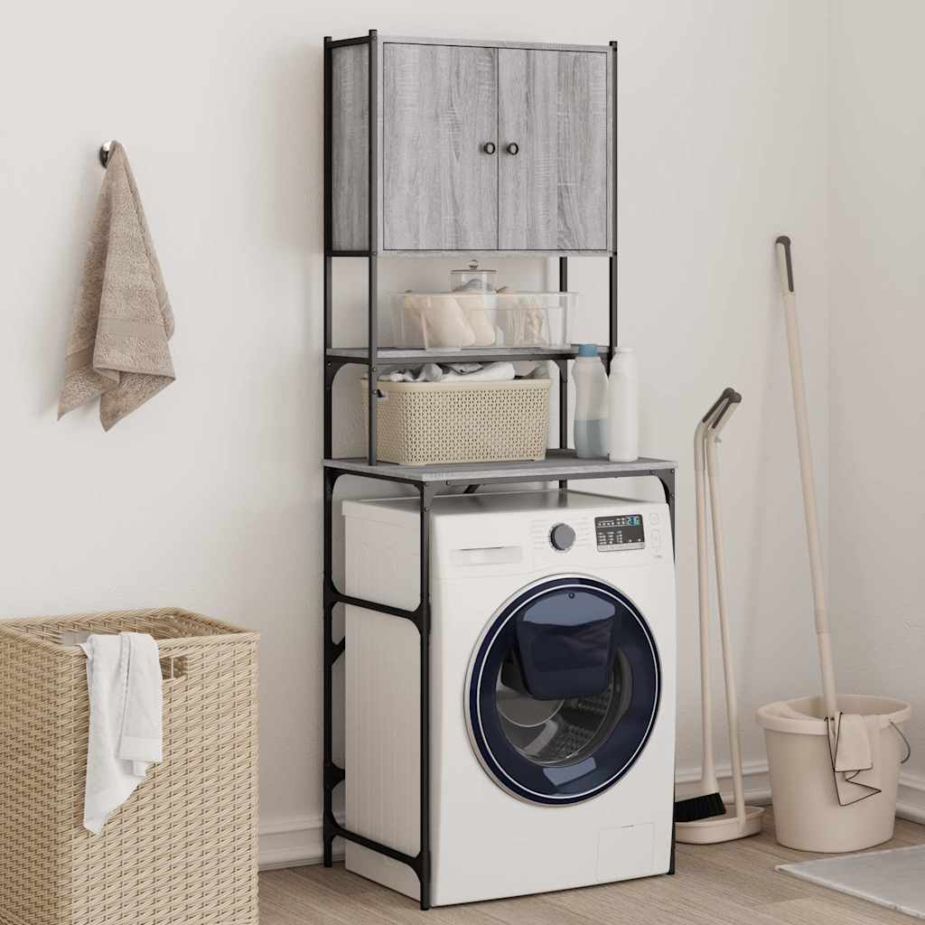 Waschmaschinenschrank Grau Sonoma-Eiche 68x48,5x194 cm
