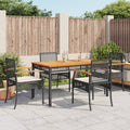 5-tlg. Garten-Essgruppe mit Kissen Schwarz Poly Rattan