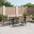 7-tlg. Garten-Essgruppe mit Kissen Grau Poly Rattan