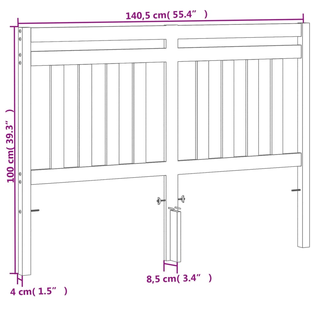 Kopfteil Wachsbraun 135 cm Massivholz Kiefer