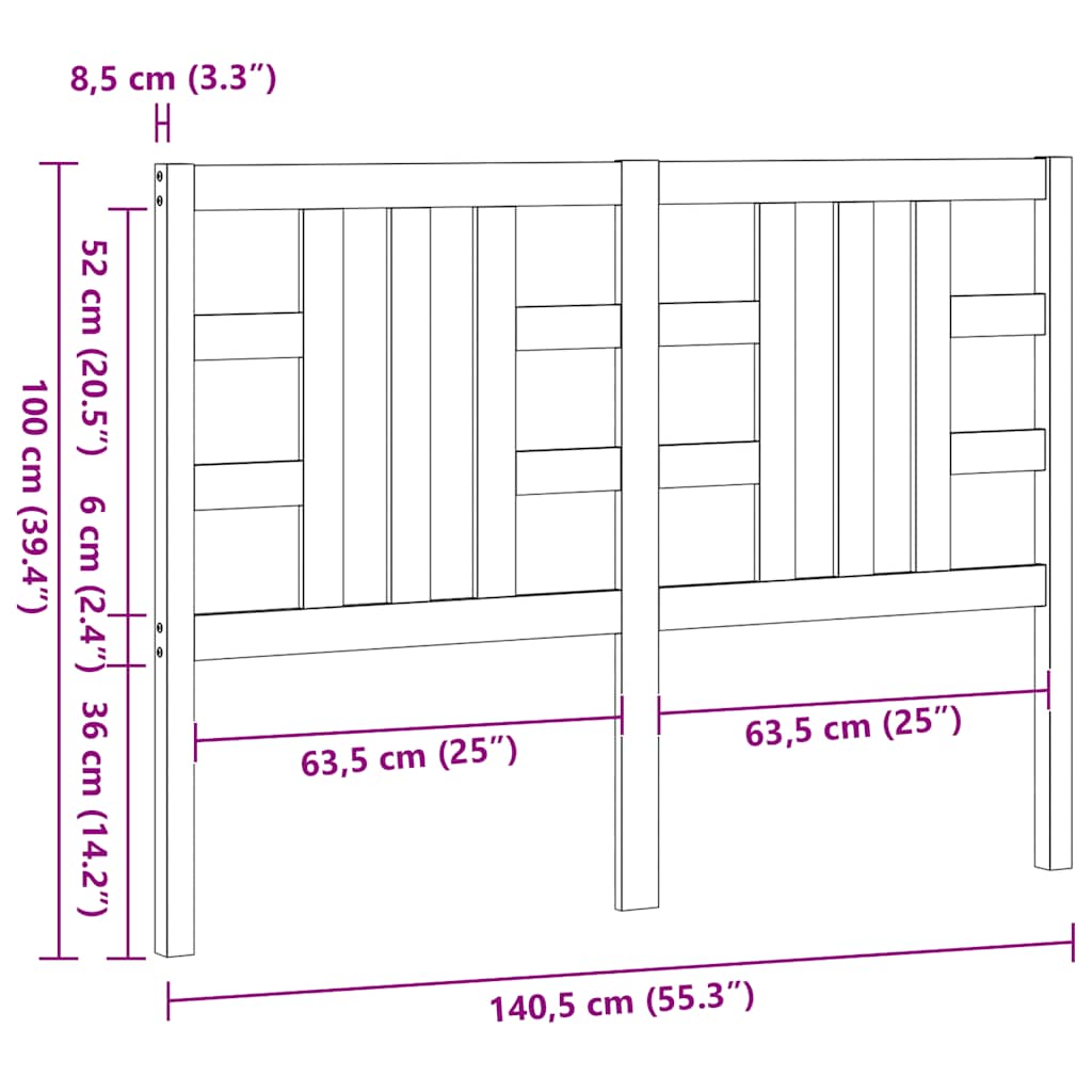 Kopfteil Wachsbraun 135 cm Massivholz Kiefer