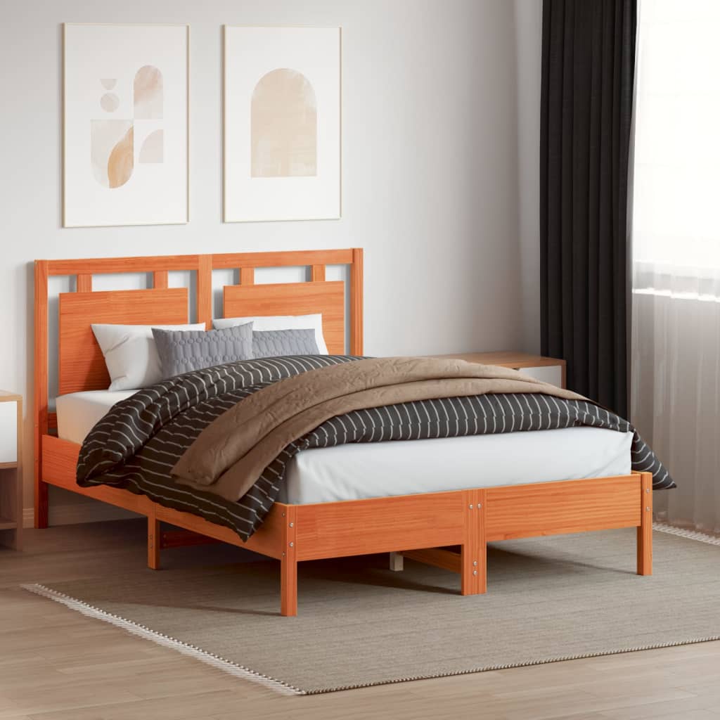 Kopfteil Wachsbraun 135 cm Massivholz Kiefer