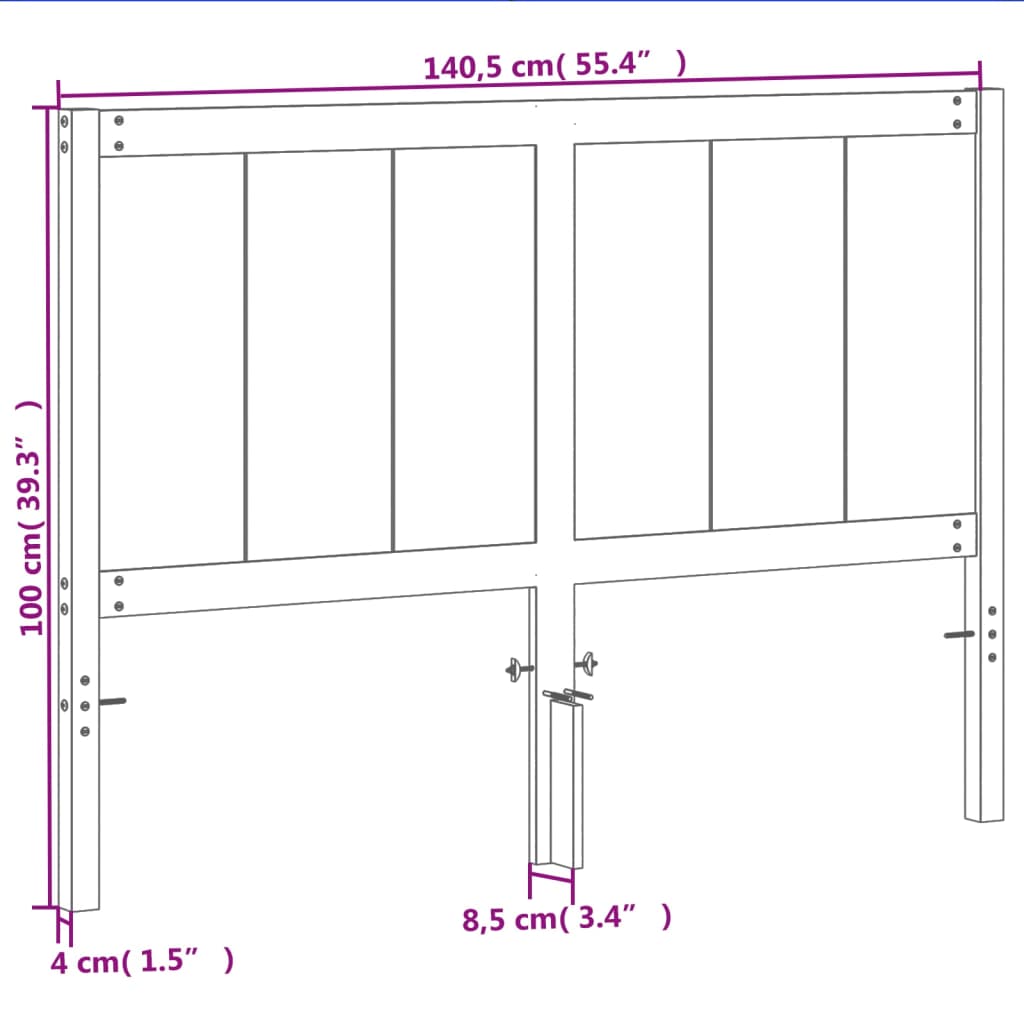Kopfteil Wachsbraun 135 cm Massivholz Kiefer