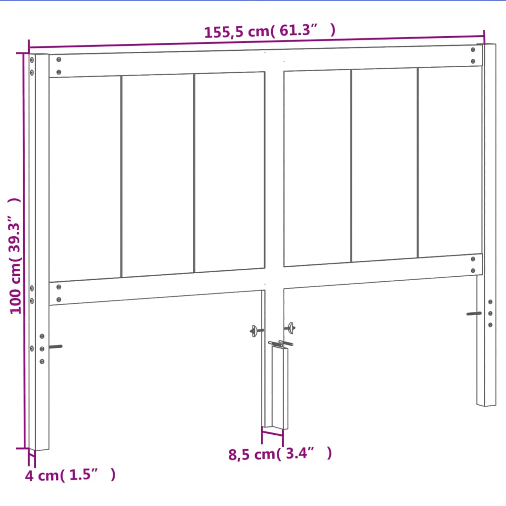 Kopfteil Wachsbraun 150 cm Massivholz Kiefer