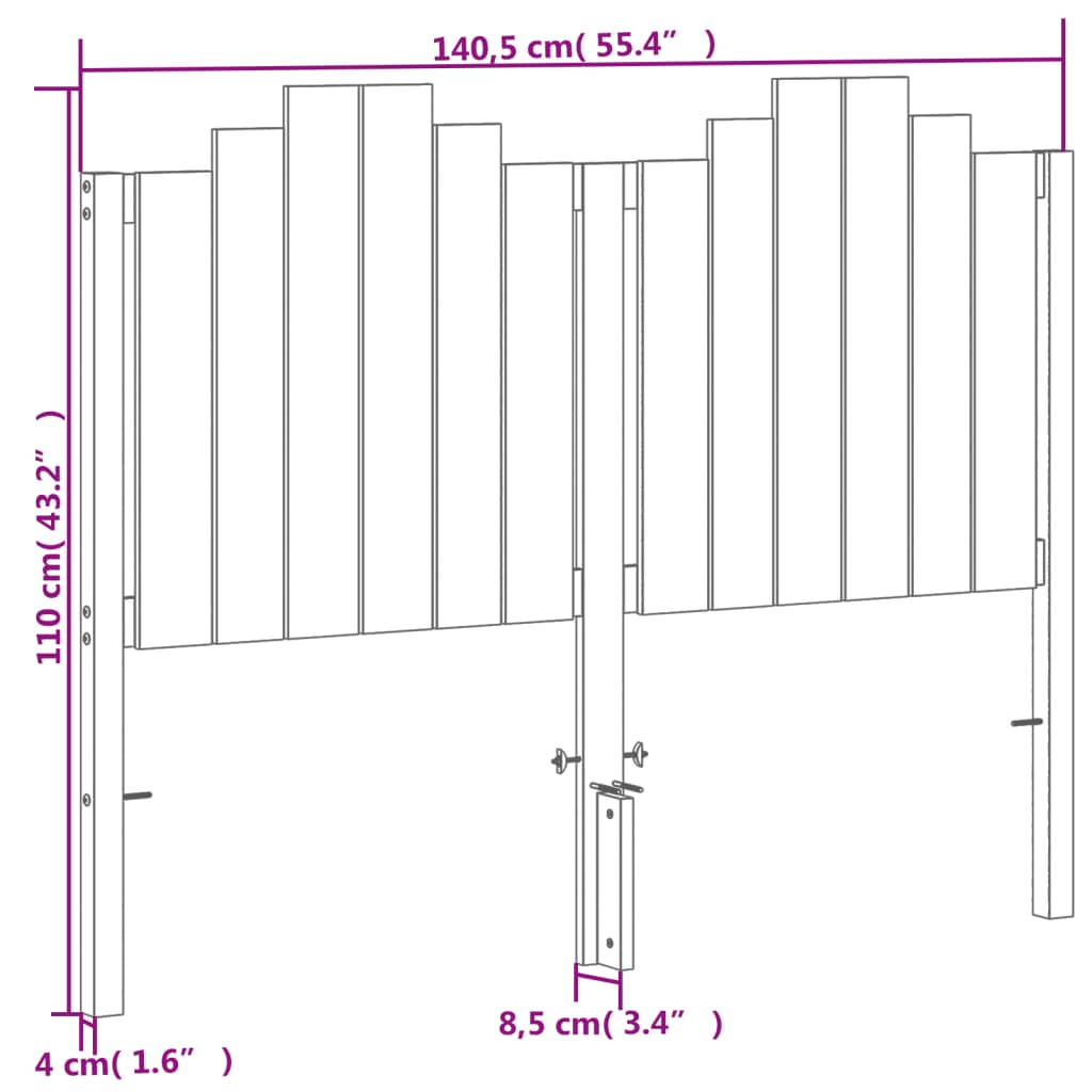 Kopfteil Wachsbraun 135 cm Massivholz Kiefer