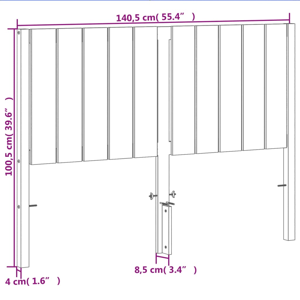 Kopfteil Wachsbraun 135 cm Massivholz Kiefer