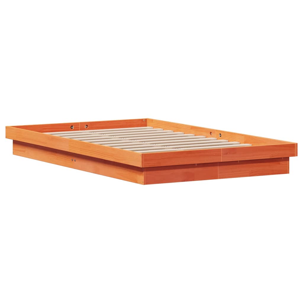 Massivholzbett mit LED-Beleuchtung Wachsbraun 140x190 cm Kiefer