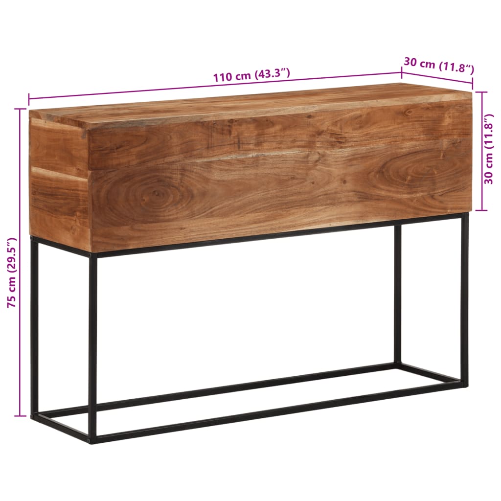 Konsolentisch 110x30x75 cm Massivholz Akazie und Eisen