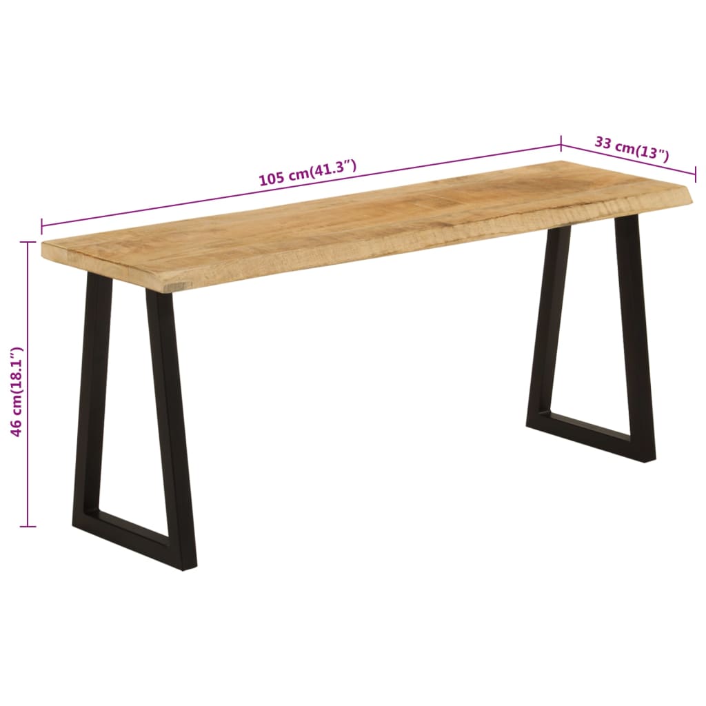 Bank Baumkante 105 cm Massivholz Mango