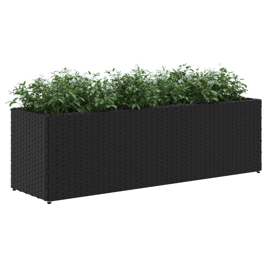 Pflanzkübel mit 3 Töpfen 2 Stk. Schwarz 105x30x32cm Poly Rattan