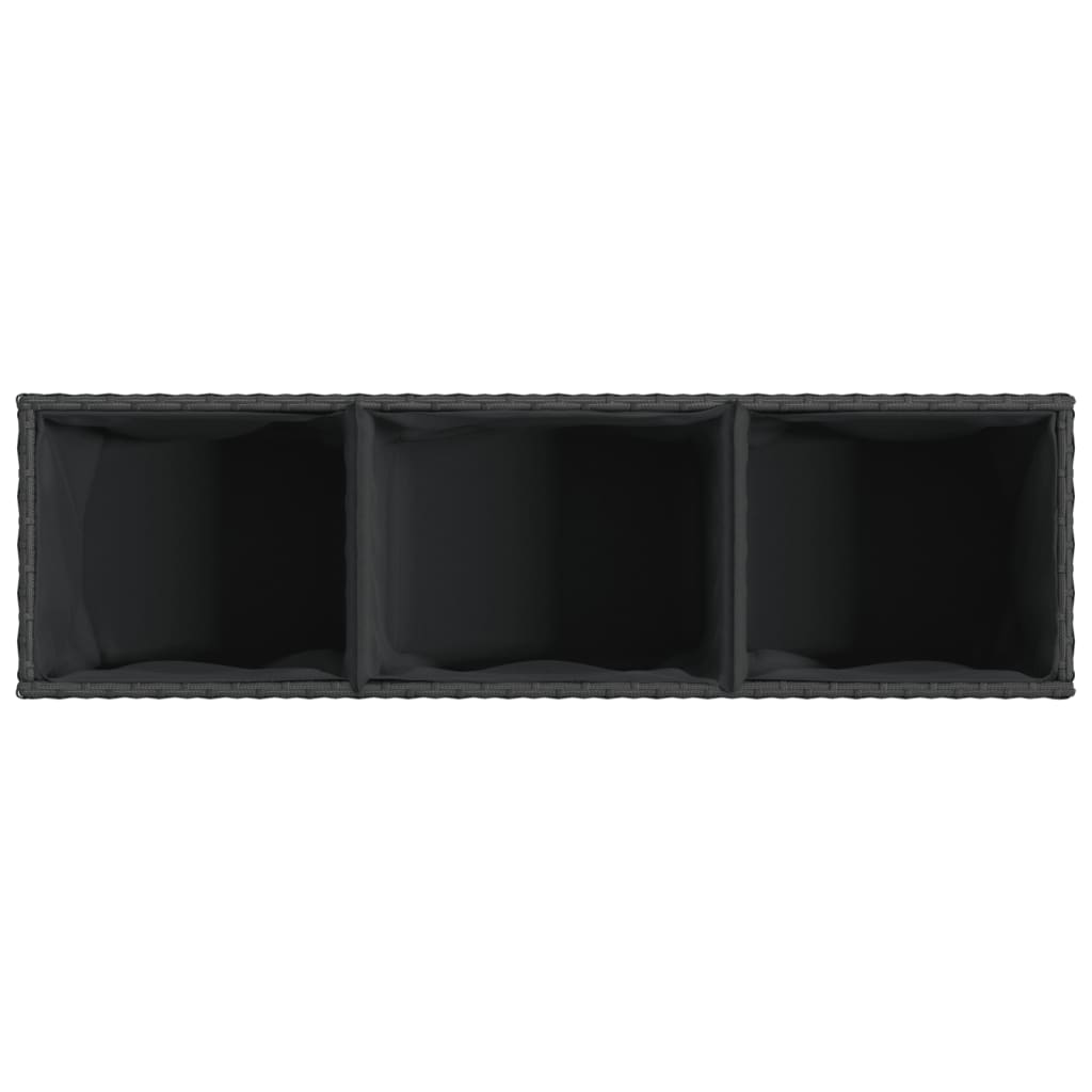 Pflanzkübel mit 3 Töpfen 2 Stk. Schwarz 105x30x32cm Poly Rattan