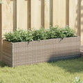 Pflanzkübel mit 3 Töpfen 2 Stk. Grau 105x30x32 cm Poly Rattan