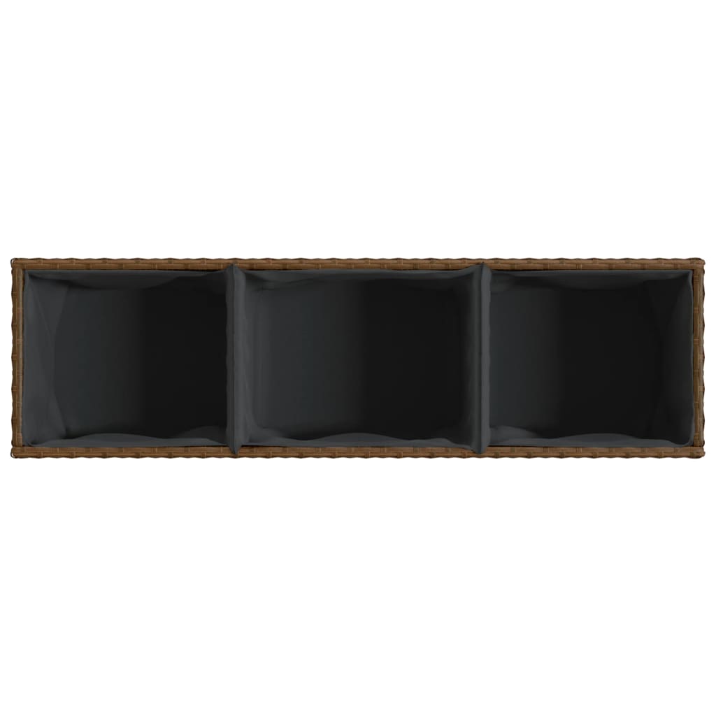 Pflanzkübel mit Rollen 2 Stk. Braun 107x32x38 cm Poly Rattan