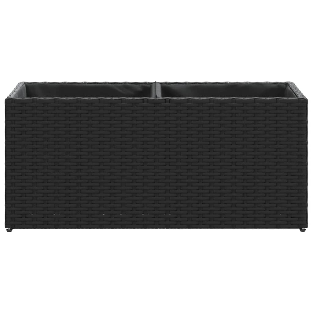 Pflanzkübel mit 2 Töpfen 2 Stk. Schwarz 72x30x32 cm Poly Rattan