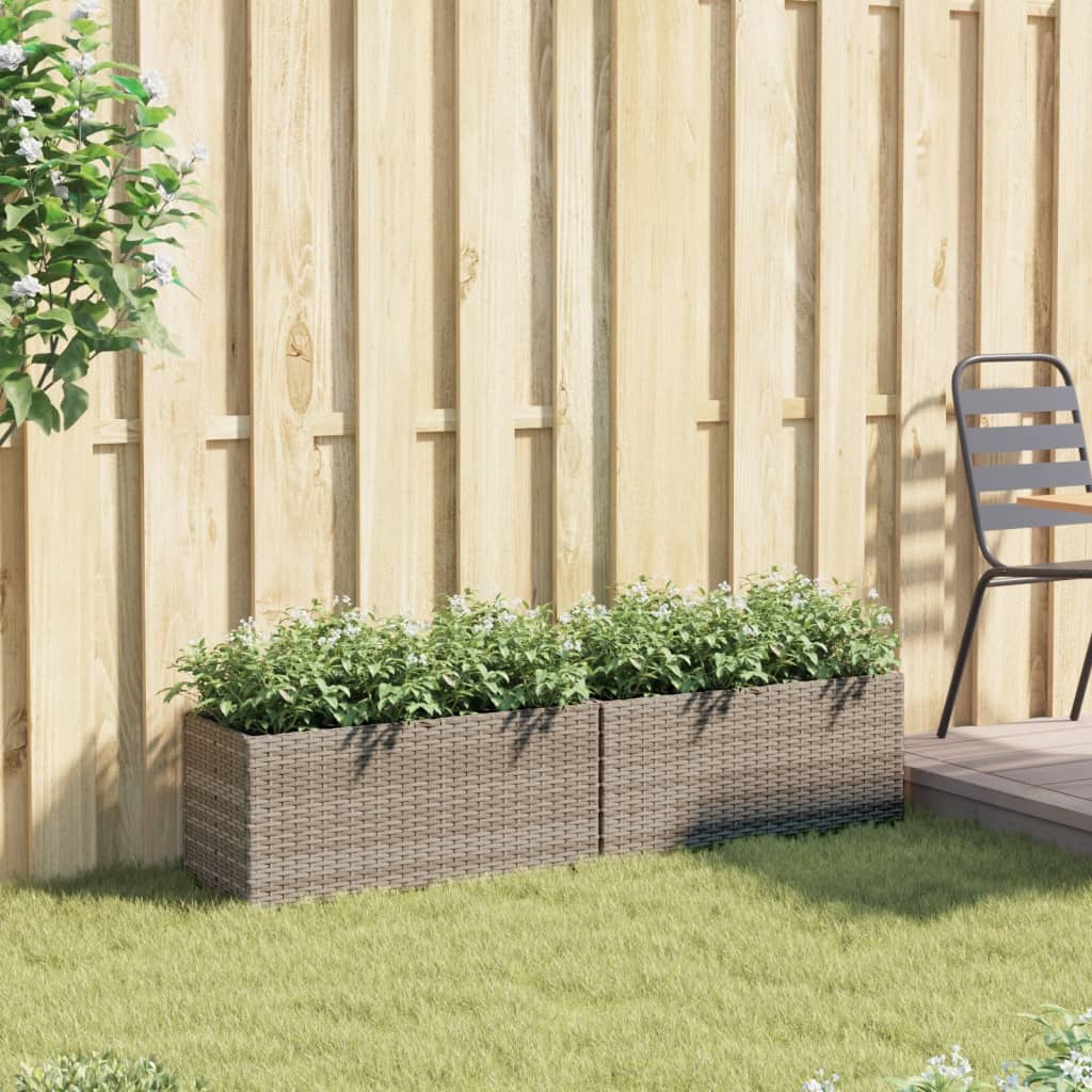 Pflanzkübel mit 2 Töpfen 2 Stk. Grau 72x30x32 cm Poly Rattan