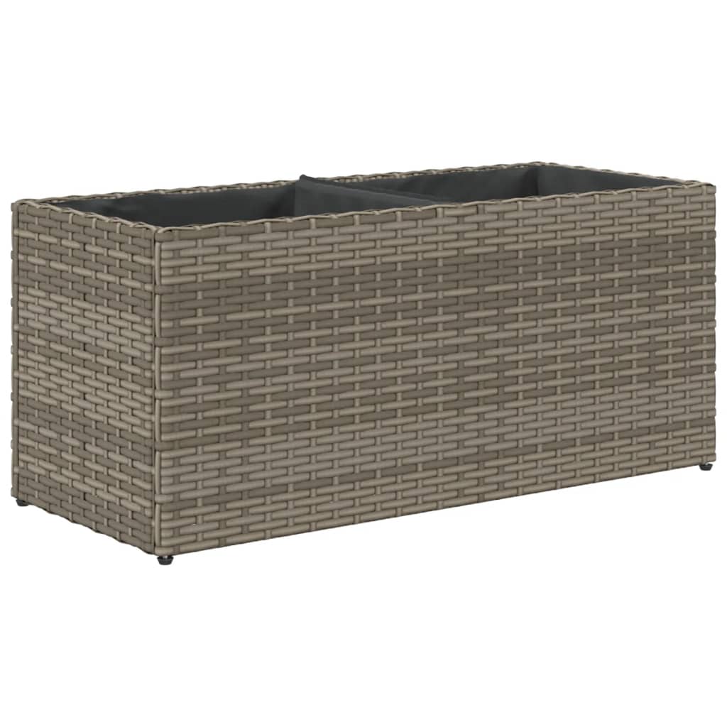 Pflanzkübel mit 2 Töpfen 2 Stk. Grau 72x30x32 cm Poly Rattan