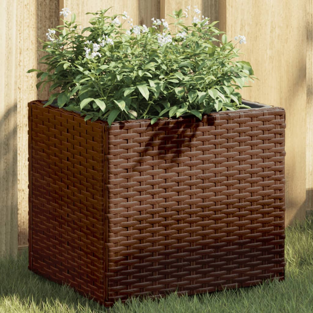 Pflanzkübel 2 Stk. Braun 36x30x32 cm Poly Rattan