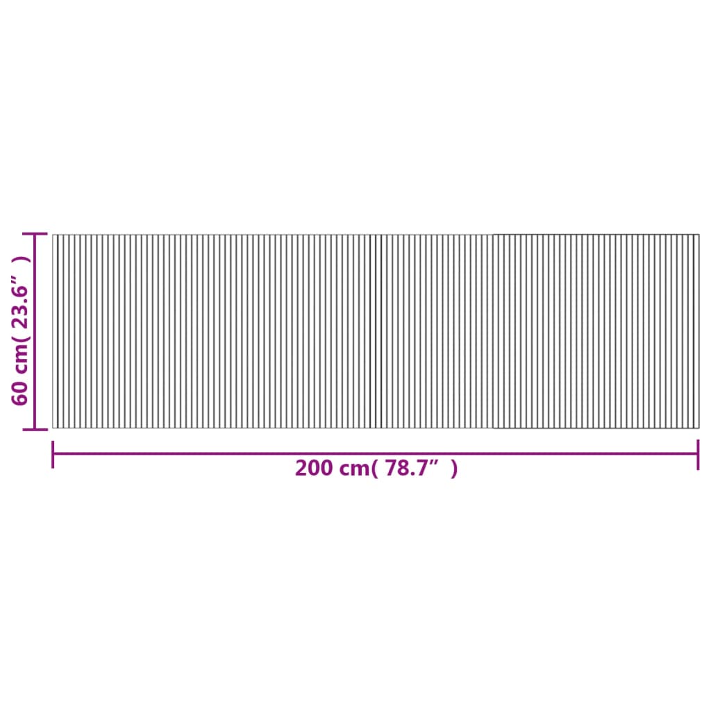 Teppich Rechteckig Grau 60x200 cm Bambus