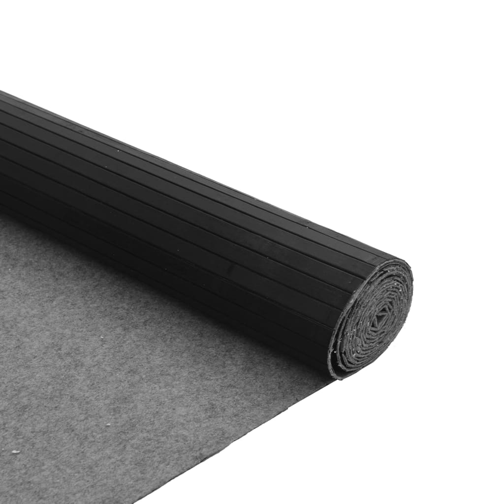 Teppich Rechteckig Schwarz 80x200 cm Bambus