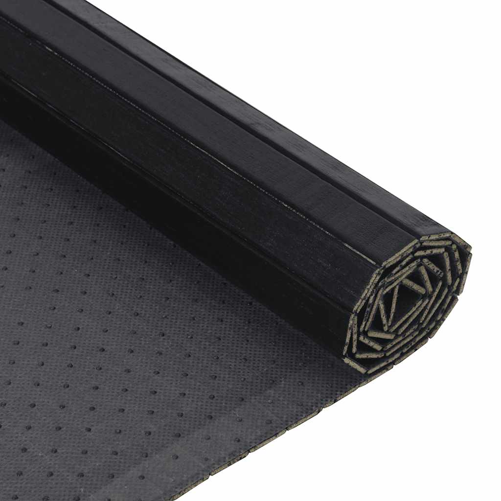 Teppich Rechteckig Schwarz 100x100 cm Bambus