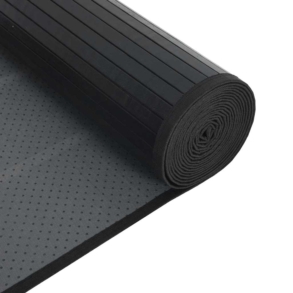 Teppich Rechteckig Schwarz 70x200 cm Bambus