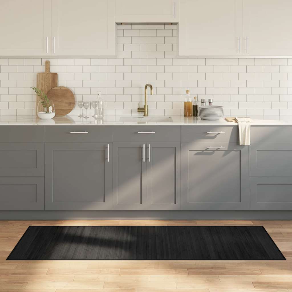 Teppich Rechteckig Schwarz 70x200 cm Bambus