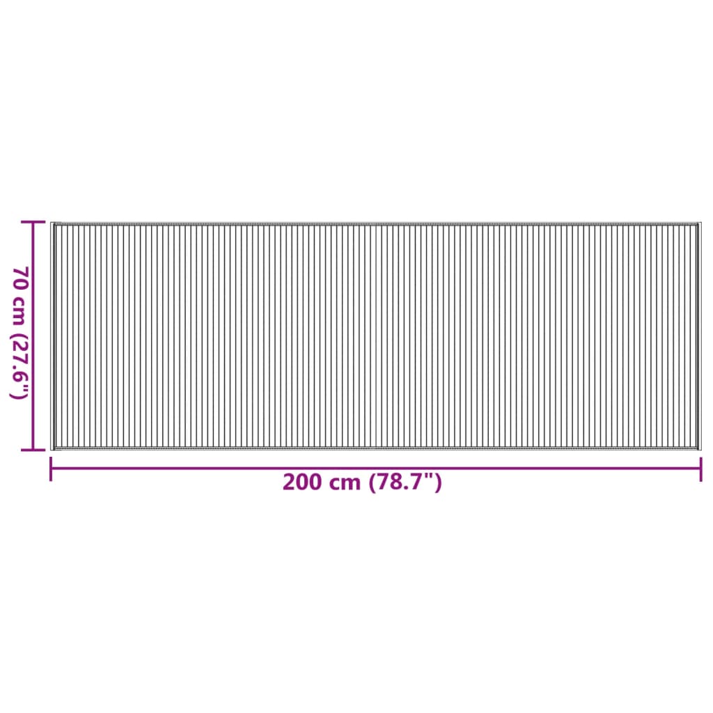 Teppich Rechteckig Grau 70x200 cm Bambus