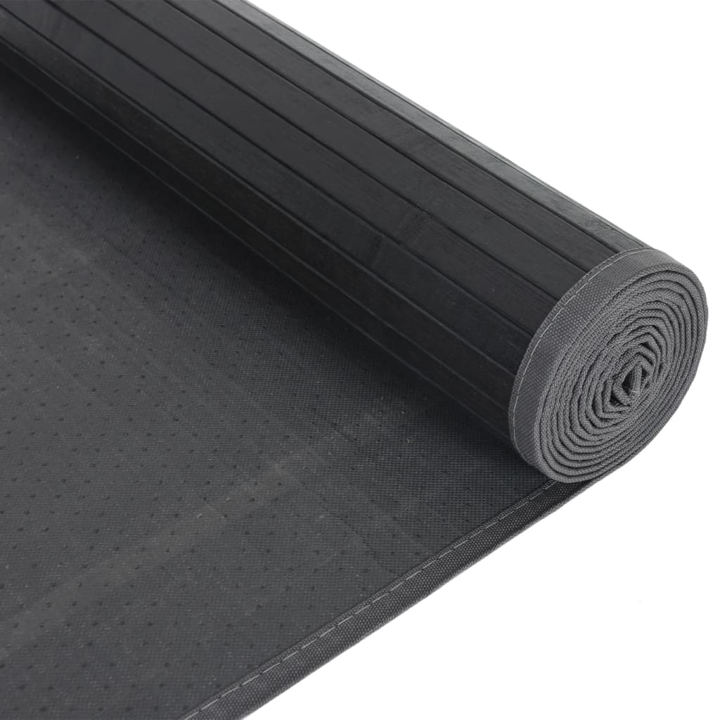Teppich Rechteckig Schwarz 80x200 cm Bambus