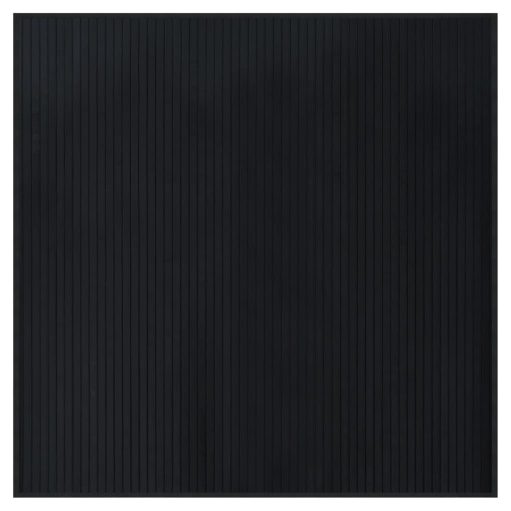 Teppich Quadratisch Schwarz 100x100 cm Bambus