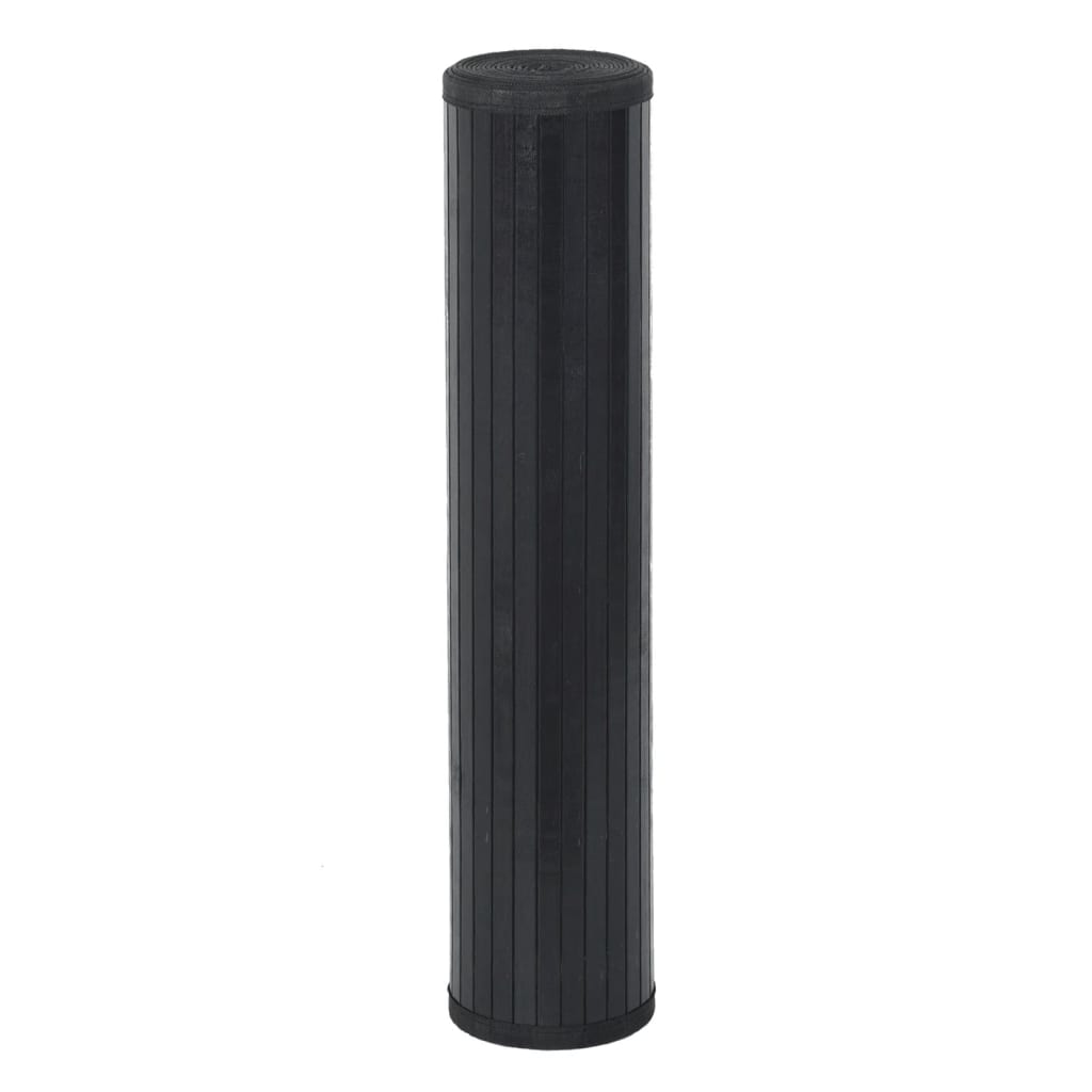 Teppich Quadratisch Schwarz 100x100 cm Bambus