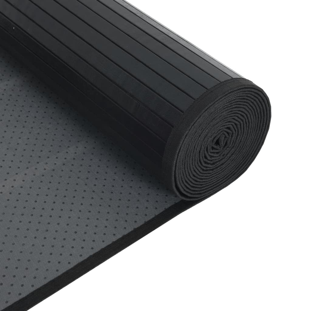 Teppich Quadratisch Schwarz 100x100 cm Bambus
